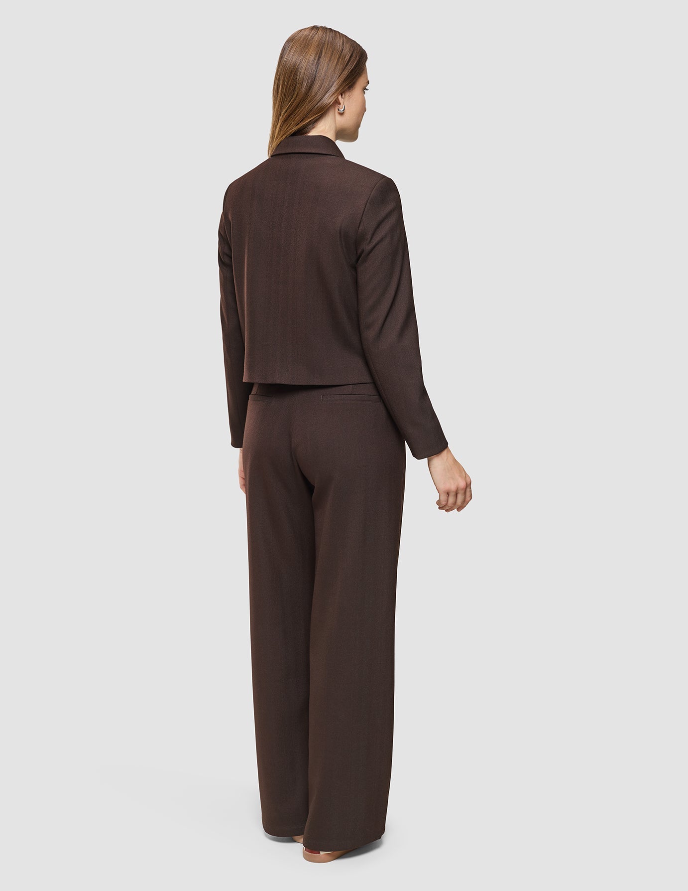 Serene Set Chocolate Herringbone Short Jacket Pants